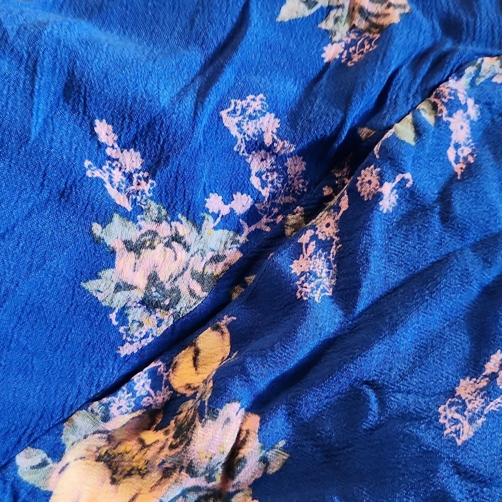 Free People Snap Out of It Blue Floral Medium Boho Tunic Dress - Picture 10 of 12